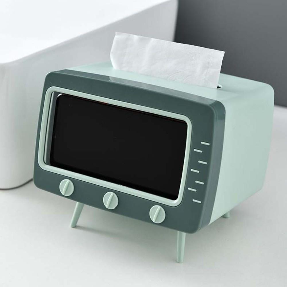 Square TV Desktop Tissue Box Plastic Tissue Dispenser Multi Functional Napkins Holder Dormitory