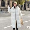 Long Puffer Jacket for Women Winter Warm Hooded Coat with Zip Thickened Long Sleeve Down Coat with Pockets