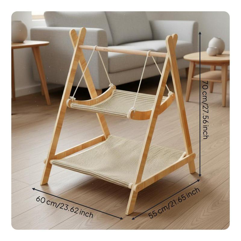 Hanging Cat Hammock Window Mount Double Bed Wooden Frame Foldable Washable Cat Cushion for Year Round Use