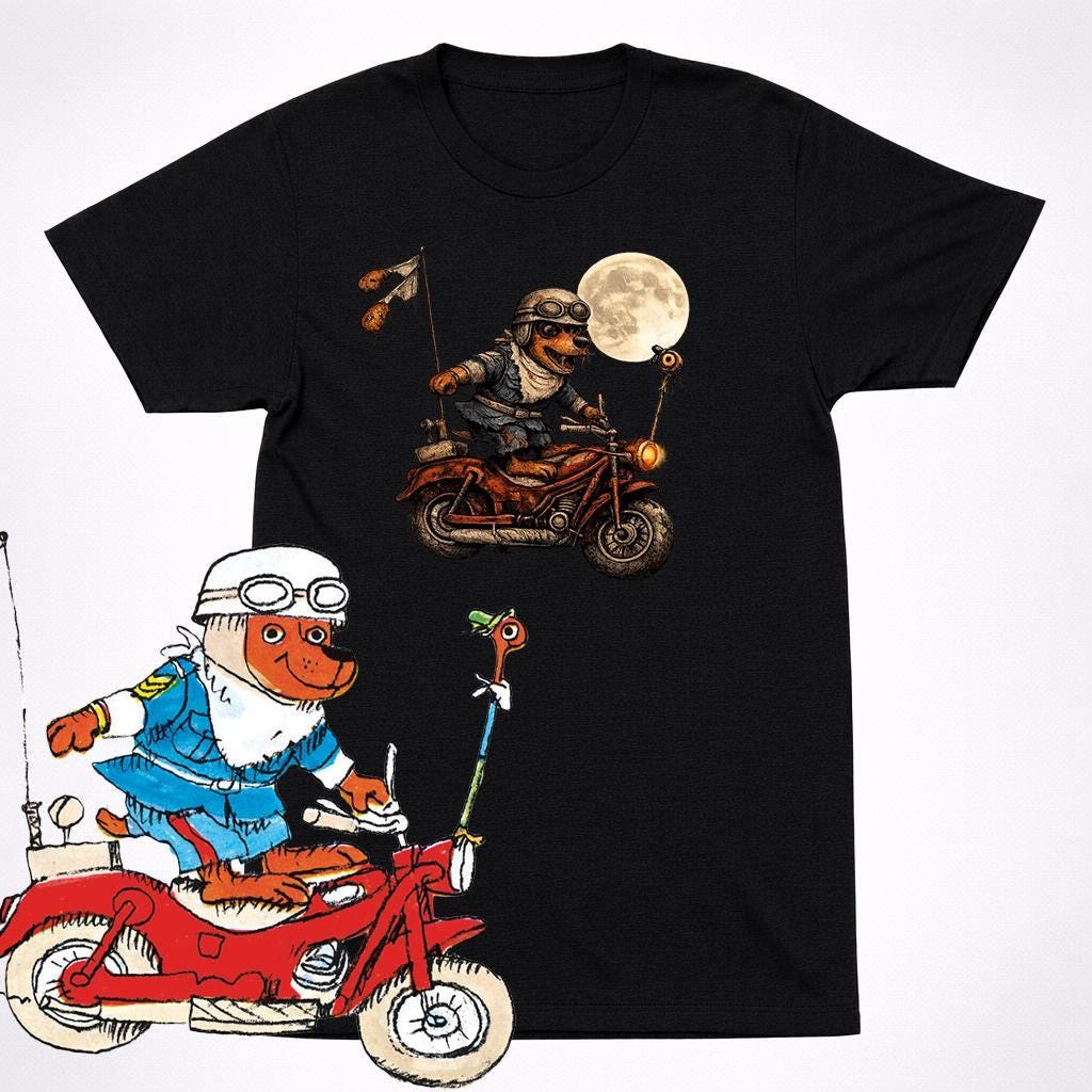 Horror Sergeant Murphy Motorcycle Shirt Richard Scarry Creepy Kids Book Tee