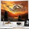 Funny Raccoon Sunset Tapestry Fun Funny Background Cloth Funny Enthusiast Atmosphere Decoration Room Decoration