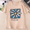 Fashion Cotton ShortSleeve TShirt Japanese Korean Flower Printed Tshirts Streetwear Style Cotton Unisex Unisex Clothes Designer