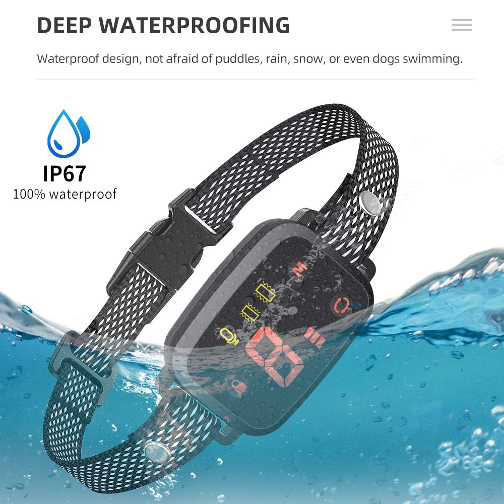 Электрический ошейник для собак Умный автоматический HD цифровой дисплей антилай ошейник для собак со звуком и вибрацией без пульта дистанционного управления