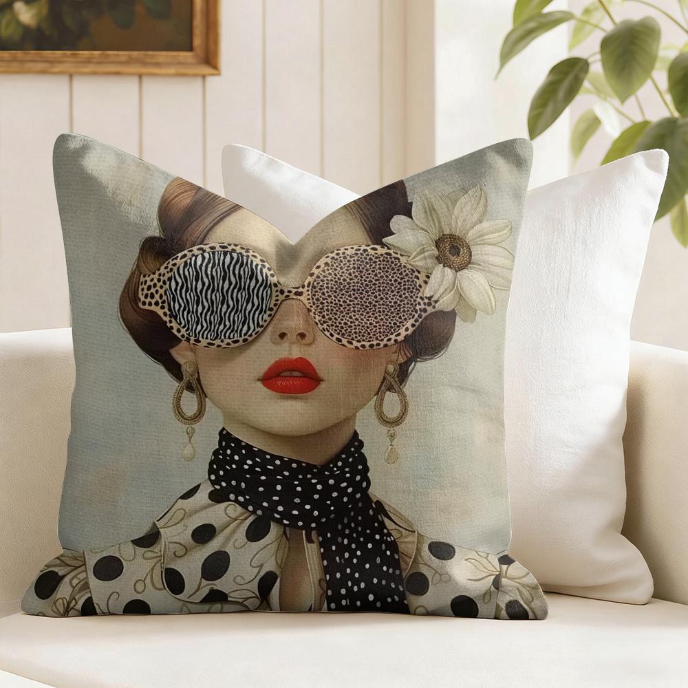 Flower Girl Aesthetic Cushion Cover Summer Linen Pillow Case Organic Fabric Cushion Cover DoubleSided Print Sofa Home Decor