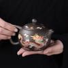 Hand-made Changes Color Purple Clay Teapot Dragons Phoenixs Pattern Tea Infuser  Living Room