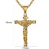 Religious INRI Crucifix Jesus Cross Pendant Necklace Gold Color Stainless Steel Neck Chain for Men Christian Catholic Jewelry
