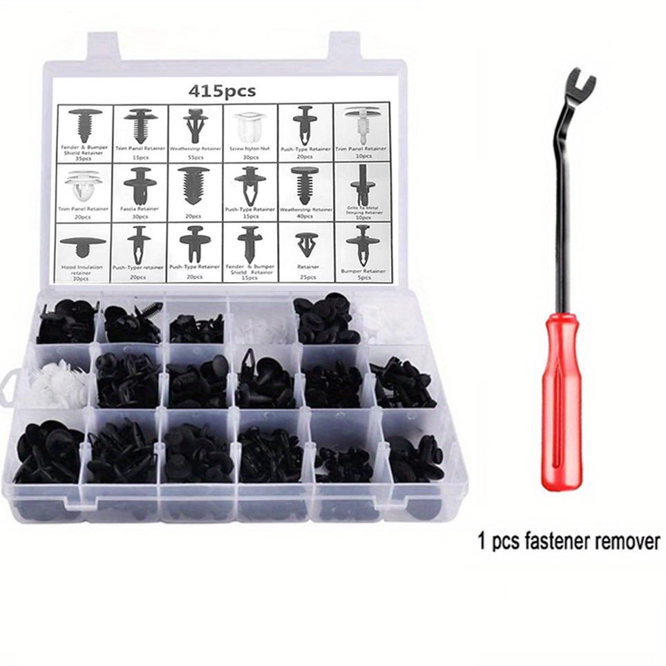 415pcs Car Push Retainer Clips Kit - Plastic Door Panel Fasteners, Fender Bumper Clips Most Popular Sizes