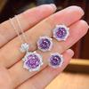 2025 Retro Ruby Jewelry Set 925 Sterling Silver Engagement Ring Earrings Necklace Women's Party Gift
