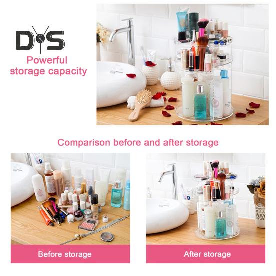 Органайзер для косметики, ящик для хранения, большая вместимость, многоцелевой, прозрачный, вращающийся на 360 градусов, органайзер для косметики, косметический дисплей