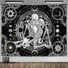 Skull Tapestry for Bedroom Black and White Gothic Skeleton Tarot Tapestries Wall Hanging Room Decor Aesthetic Background Cloths