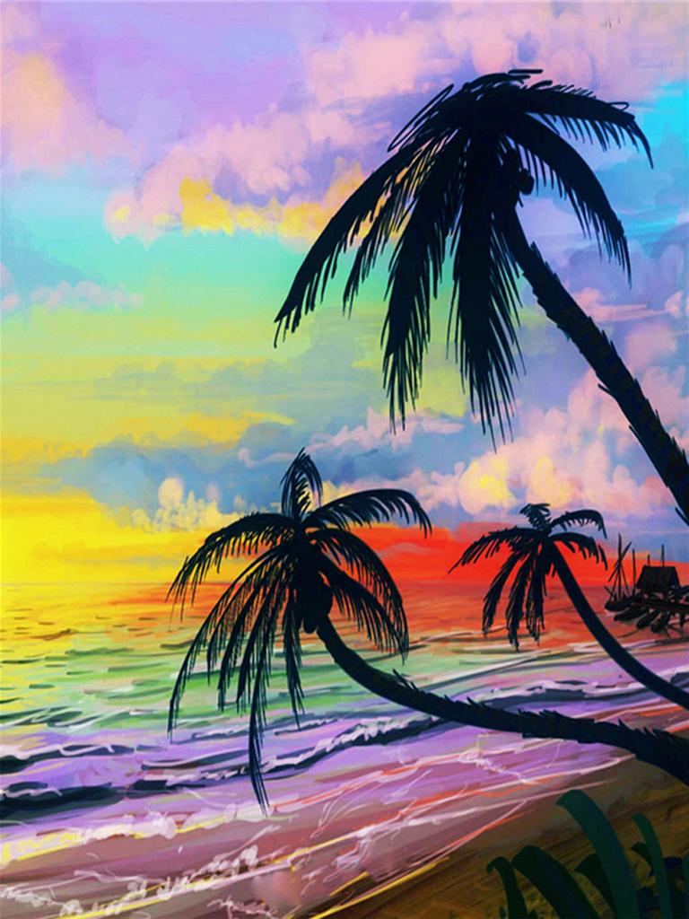 DIY Алмазная вышивка 5D пейзаж пляж вышивка крестиком закат побережье круглая алмазная живопись мозаика со стразами подарок на Новый год