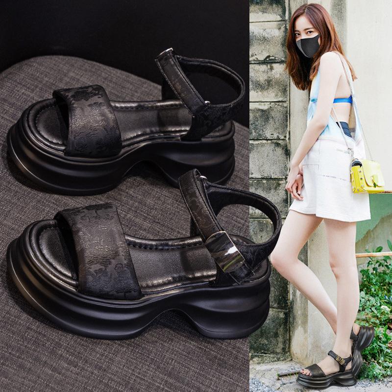 2025 лето новые универсальные туфли-гладиаторы на небольшой платформе, пляжная обувь, национальный стиль новые китайские сандалии на платформе