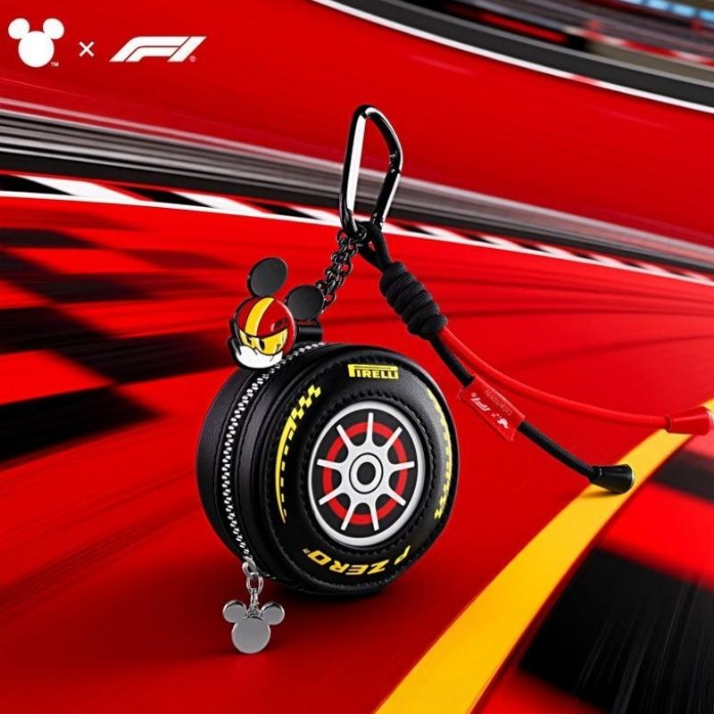 Чехол для наушников Mickey F1 Racing из ПУ-кожи с брелоком, премиальная унисекс портативная сумка для хранения, подарок на день рождения для AirPods