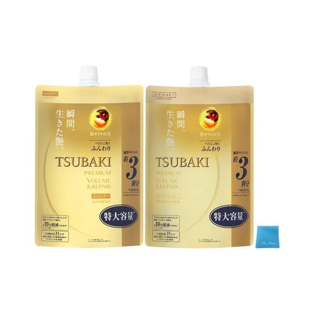 Generic Tsubaki Premium Volume & Repair Shampoo 3x Refill 1000ml + Conditioner 3x Refill 1000ml 1 pcs 1L