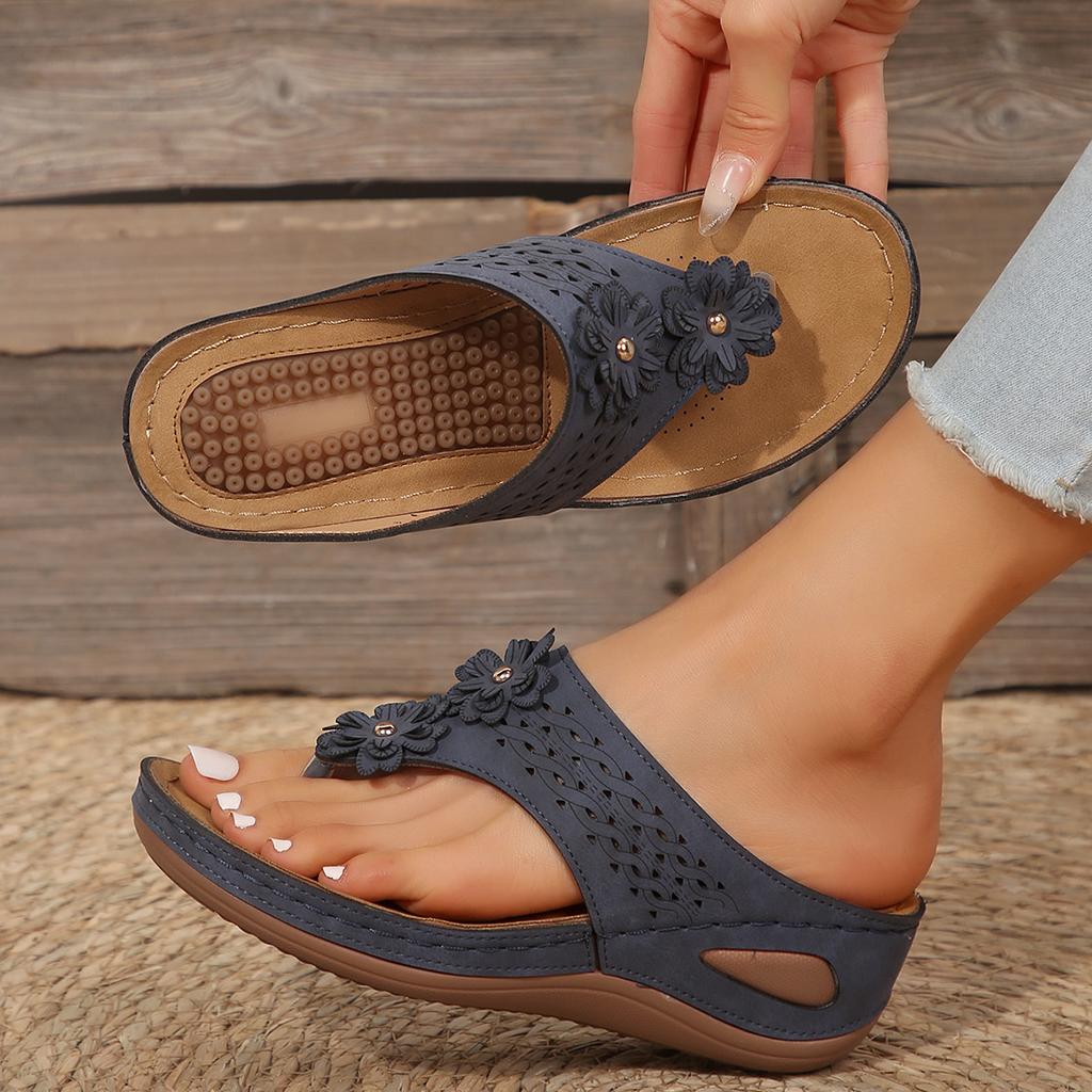 Fashion Women Slippers Outdoor Flip Flops Summer Beach Wedge Sandals Casual Flower Slippers Non-slip Platform Walking Shoes Slides Women