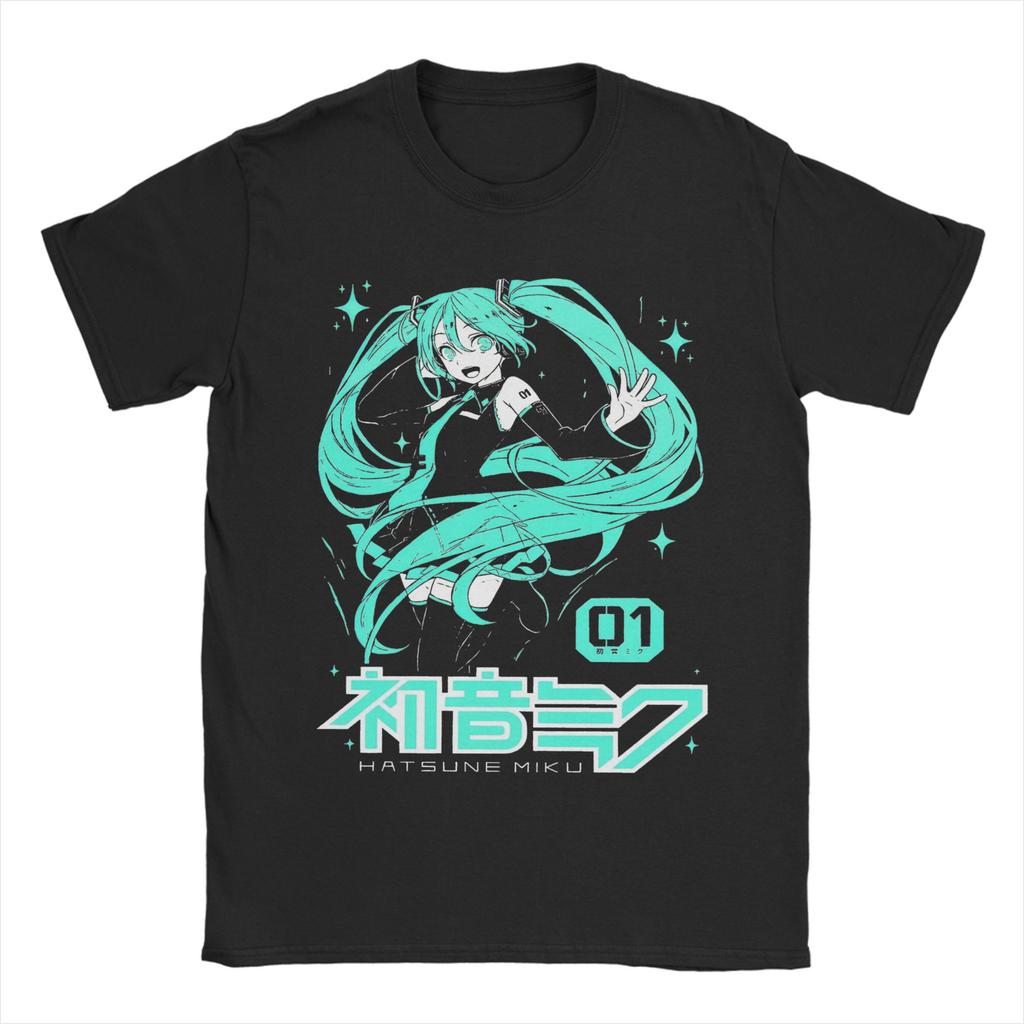 Hatsune Miku Anime Tshirts Unisex Unisex Unisexga Vintage Pure Cotton Tee Shirt Crewneck Short Sleeve T Shirts Big Size Clothes