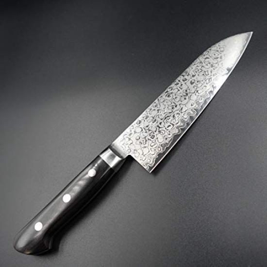 Нож Sensuke Santoku VG10 Дамасская Черная Фанера Нержавеющая 10289, 33-слойный, 165 мм, Рукоятка, Сталь,