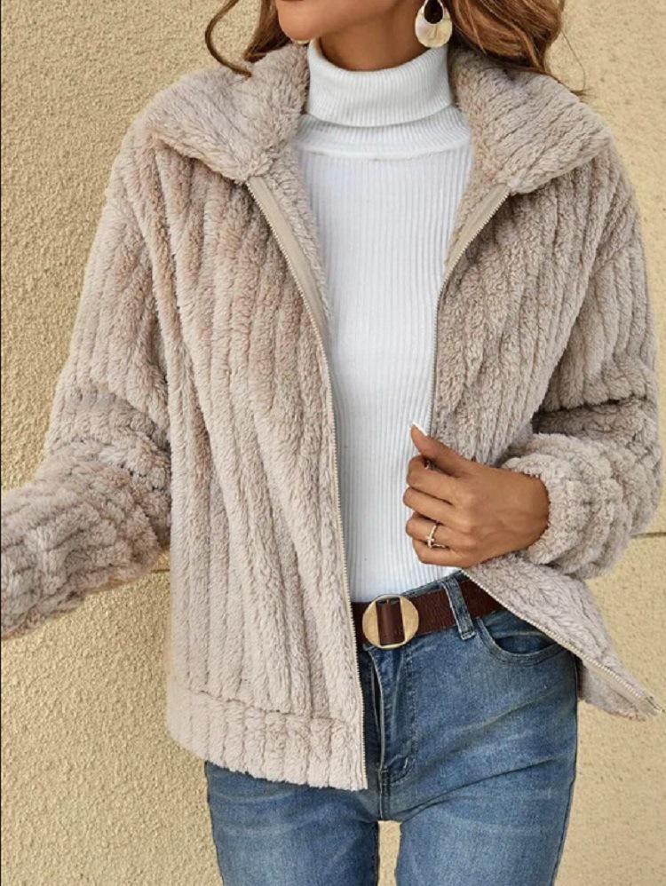 2024 Autumn/Winter Women's Fur Plush Lapel Cardigan Short Coat