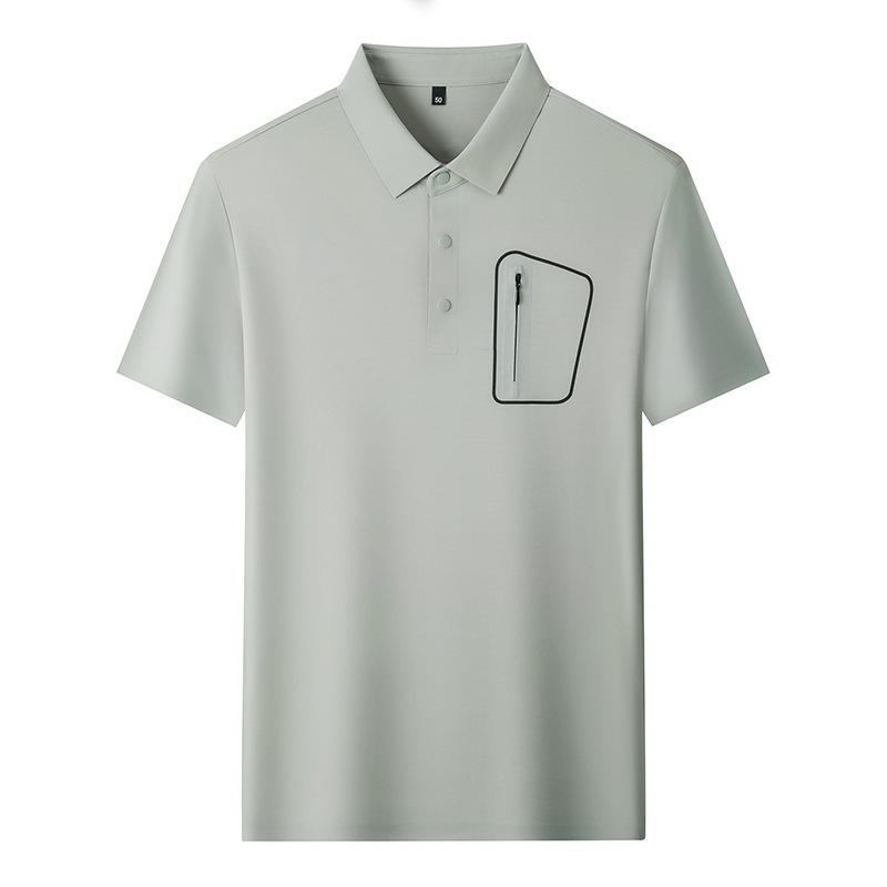 Мужская модная брендовая футболка с коротким рукавом, фирменная футболка с карманом и лацканами, рубашка поло в стиле знаменитостей из Интернета, облегающая футболка с коротким рукавом