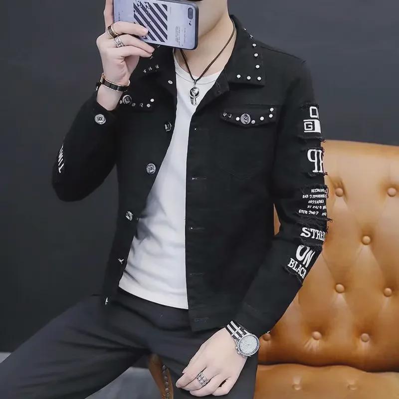 Мужская модная свободная джинсовая куртка - мода весна/осень