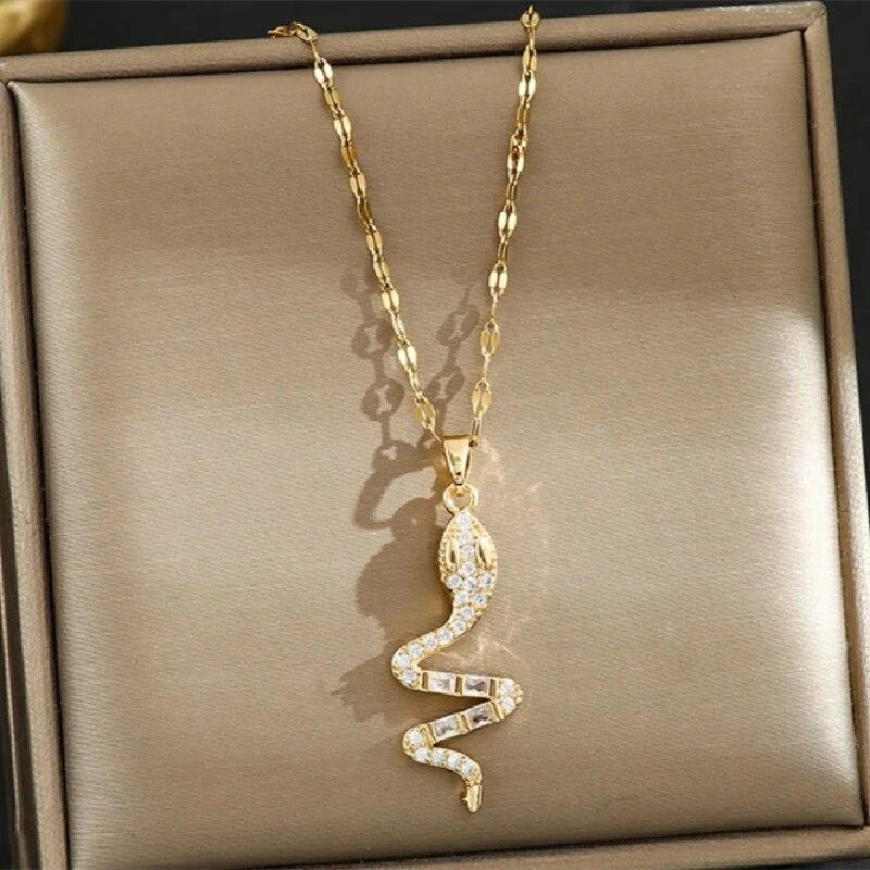 1 Pcs Light Luxury Cool Wind Long Series Gold Plated Copper Pendant With Stainless Steel Chain Combination Of Necklaces