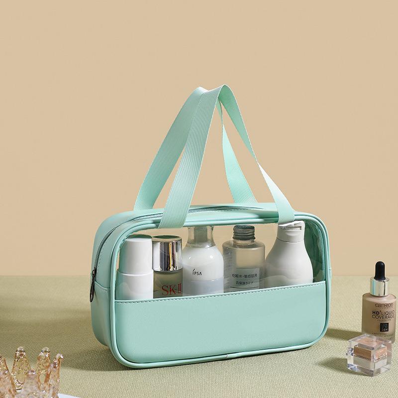 PU Translucent Waterproof Makeup Bag - Large Capacity Travel Bath & Cosmetics Case