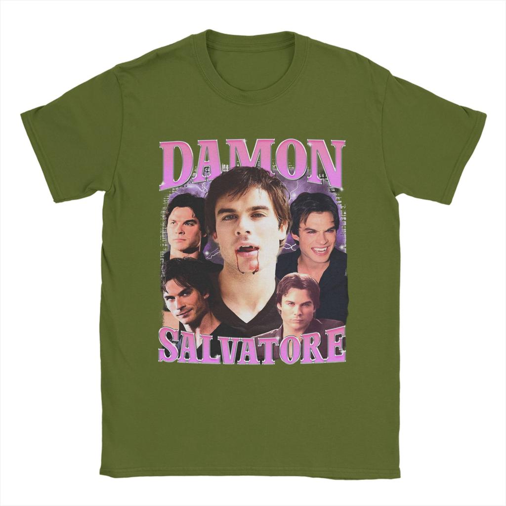 Футболки Damon Salvatore Ian Somerhalder для унисекс Новинка Хлопковые футболки с круглым вырезом с коротким рукавом Графические принтованные топы