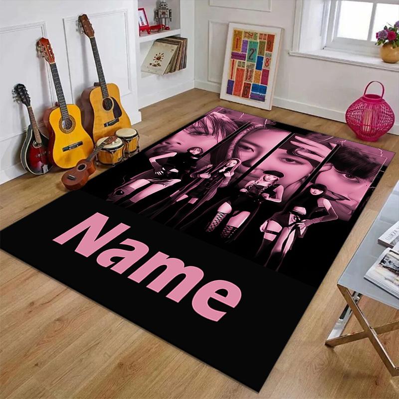 Custom BlackPink Mat Personalized Name, Polyester Washable Indoor Entryway Rug, Gift for Christmas, Easter, Thanksgiving Day