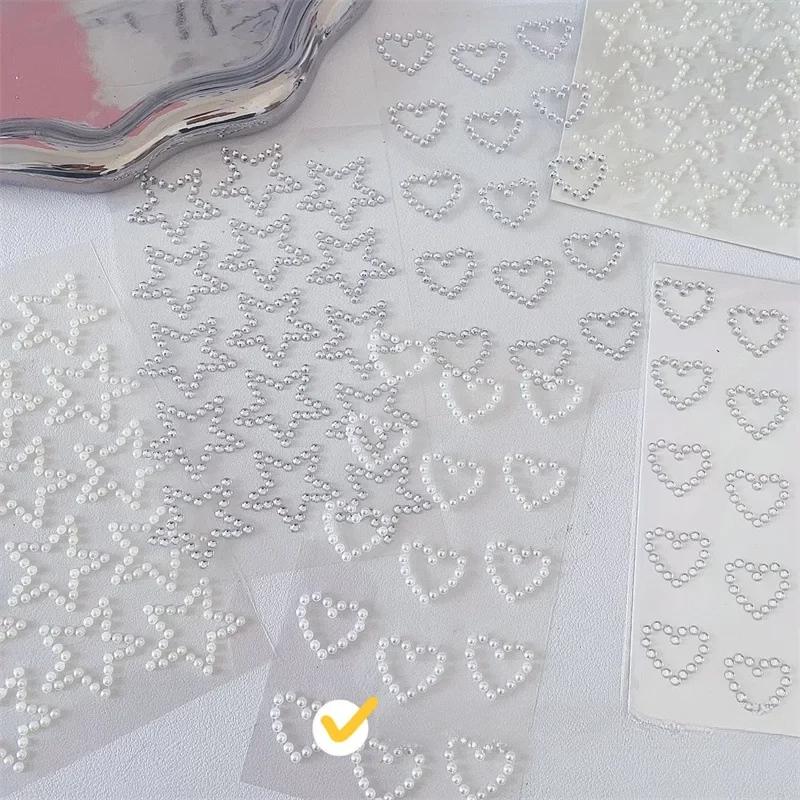 3D Звезда Сердцевидные Жемчуг Кристалл Наклейки Дети DIY Самоклеящиеся Украшения Поделки Блестящие Стразы Канцелярские Наклейки Девочки