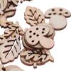 50 Pcs Mixed Wooden Craft Squirrel Leaves Mushroom Shape Hedgehog Decoration