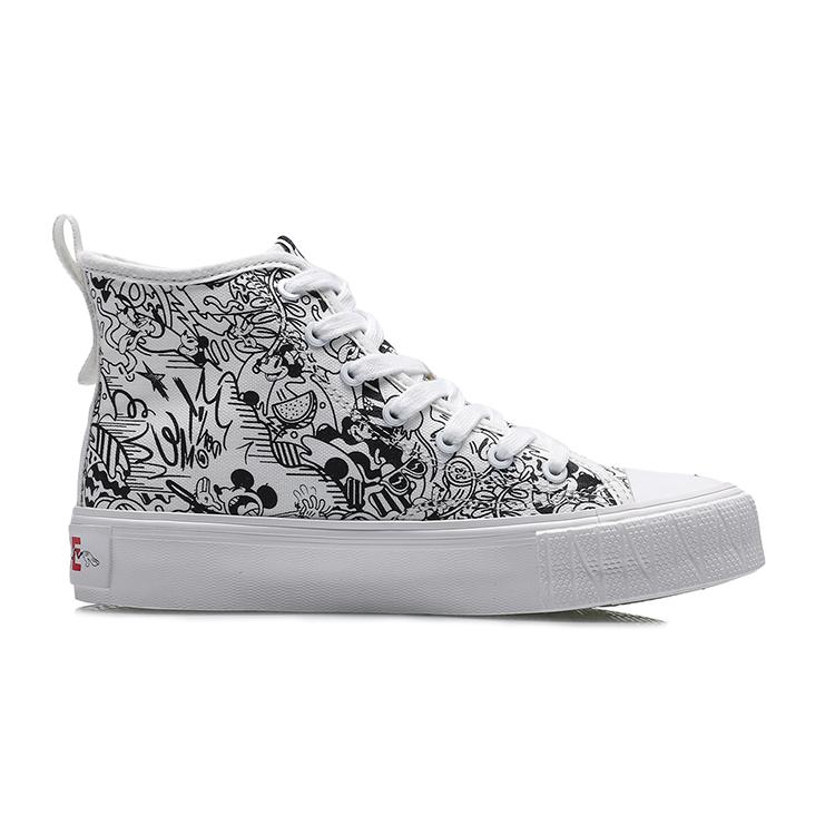 Disney x Li Ning износостойкие дышащие высокие кеды женские черные с белым AGCP338-5