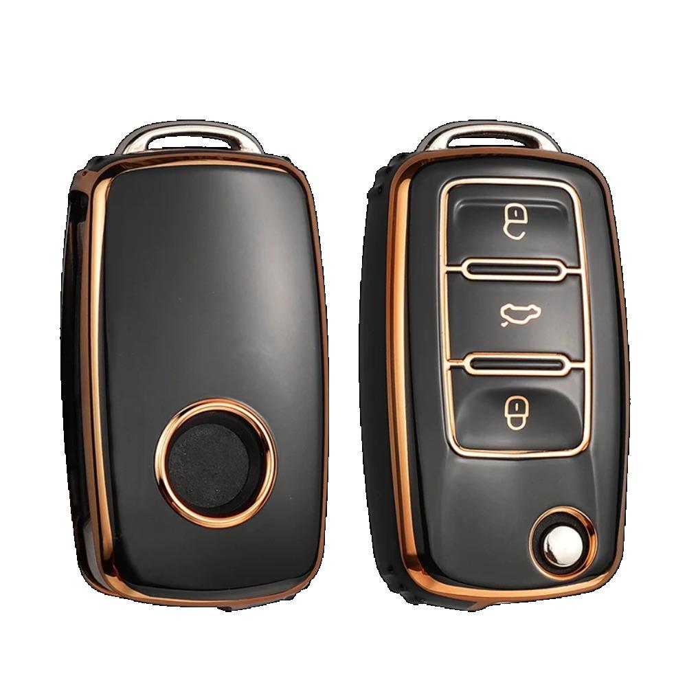 Кожаный чехол для автомобильного ключа из ТПУ, защитная сумка для автомобильного ключа с полным покрытием для VW Volkswagen Polo Tiguan Passat Golf Jetta Lavida Skoda Octavia