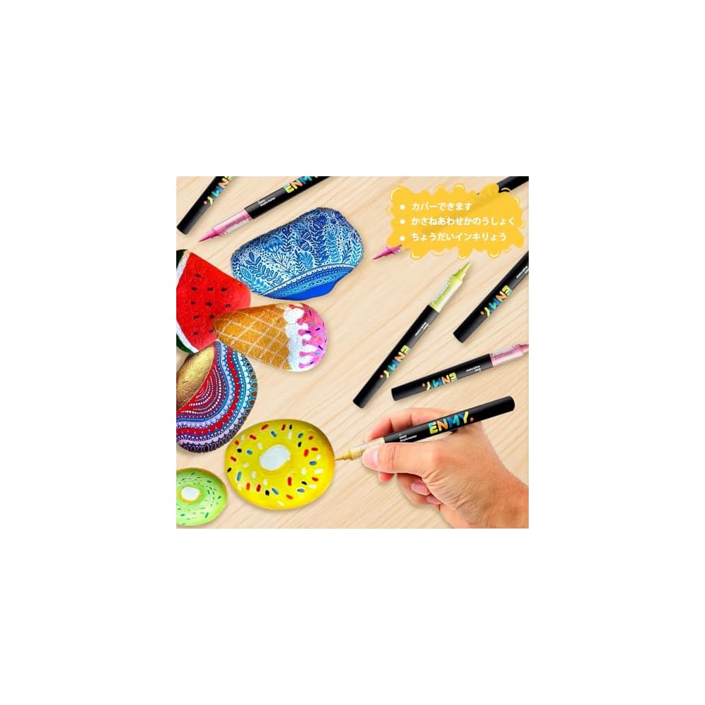 ENMY 80-Color Set 6812 Direct Ink Acrylic Markers with Glitter - Water-Based, for Diaries, Art,