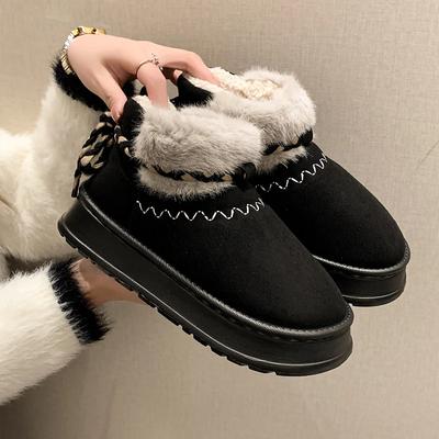 Зимние женские ботинки на платформе, удобные, теплые, женские ботинки на толстой подошве, модные плюшевые ботильоны с высоким голенищем, женские боты
