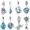 Copper Charms Beads Summer Ocean Turtle Crab Beach Shell Blue Charm Pendants For Women Diy Bracelet Jewelry Gift