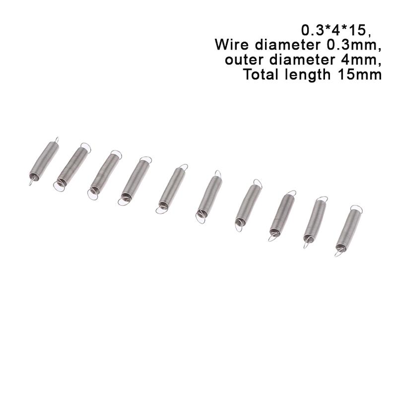 10 шт./лот, пружина растяжения 0,3 мм, удлинительная пружина из нержавеющей стали 304, наружный диаметр 3 мм-4 мм