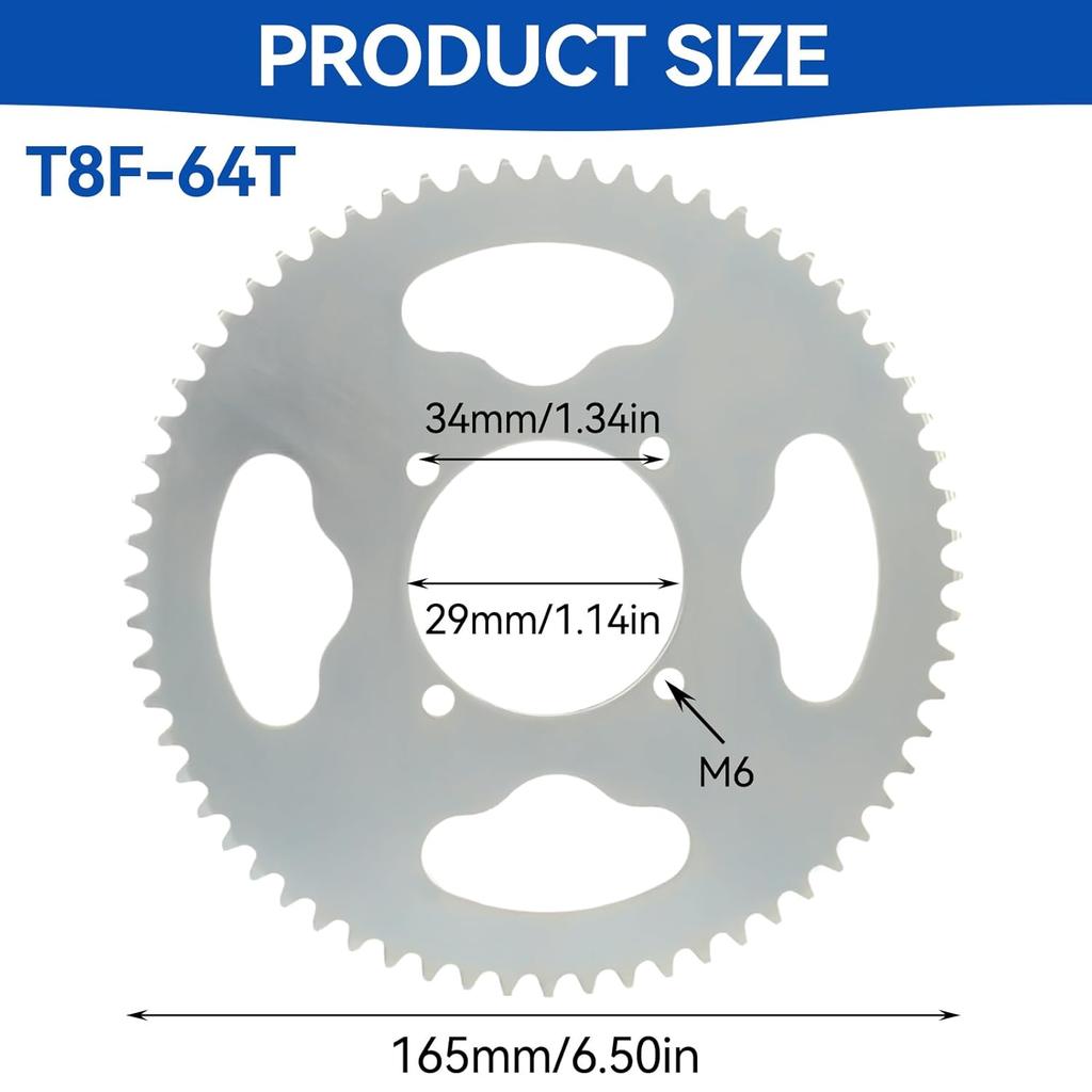 T8F 64T Sprocket, 54mm 4 Hole High Strength Steel Mini Motorcycle Sprocket for 47cc 49cc Mini Motorcycles ATV Quad Dirt Pit