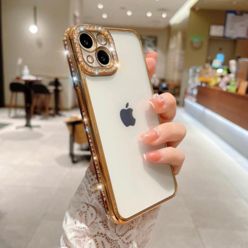 Applicable To Iphone16ProMax Single Row Drill Mobile Phone Case Apple 15 Lens Lace Diamond Plating 14 Protective Case Xr