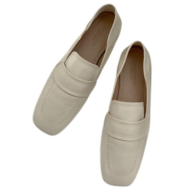 Кожаные мокасины для женщин плоские туфли с квадратным носком без застежек неглубокие удобные повседневные женские туфли-мюли обувь для вождения на вечеринку