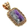 Natural Russian Charoite Two Tone 925 Solid Sterling Silver Pendant 1.50" B8e54