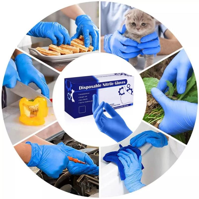 20/50/100 шт. Синие нитриловые перчатки Одноразовые бытовые перчатки для уборки кухни, приготовления пищи, мытья посуды, ухода за домашними животными Инструменты Без латекса
