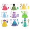 Маленькие Девочки Красочный Принцесса Белль Эльза Анна Рапунцель Тиана Белоснежка Хэллоуин Косплей Костюм День Рождения Пасхальное Платье