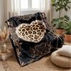 Leopard Heart Roses Art 1 Theme blanket Lightweight Warm Flannel Blanket Decorative Throw Blanket for Home Decoration