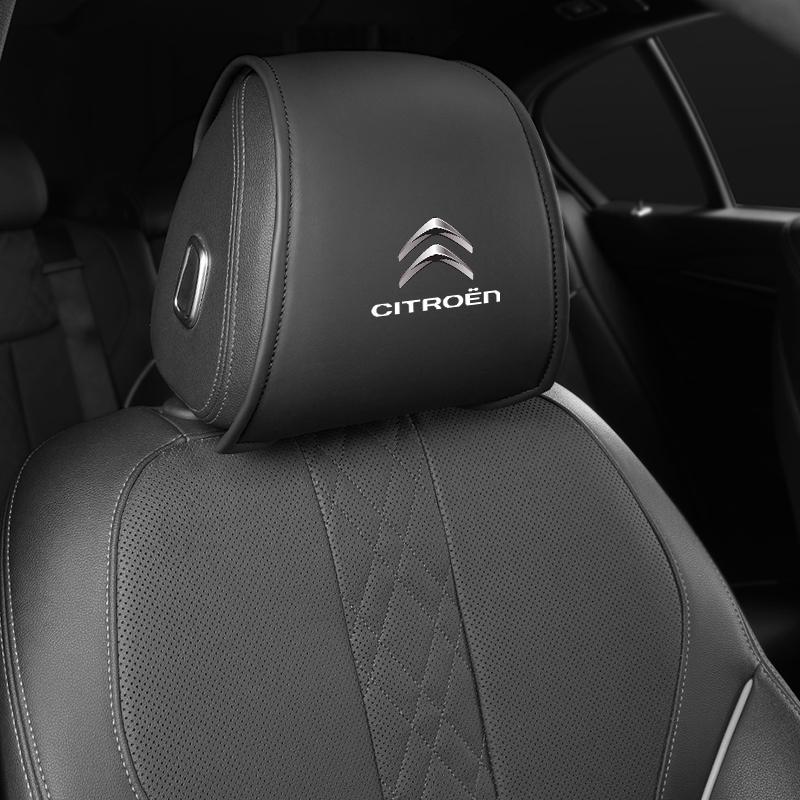 DBGO4 2PCS Leather Car Seat Headrest Protective Cover Accessories For Citroen C4 C3 C5 C2 Berlingo Celysee Cactus Picasso Saxo Grand