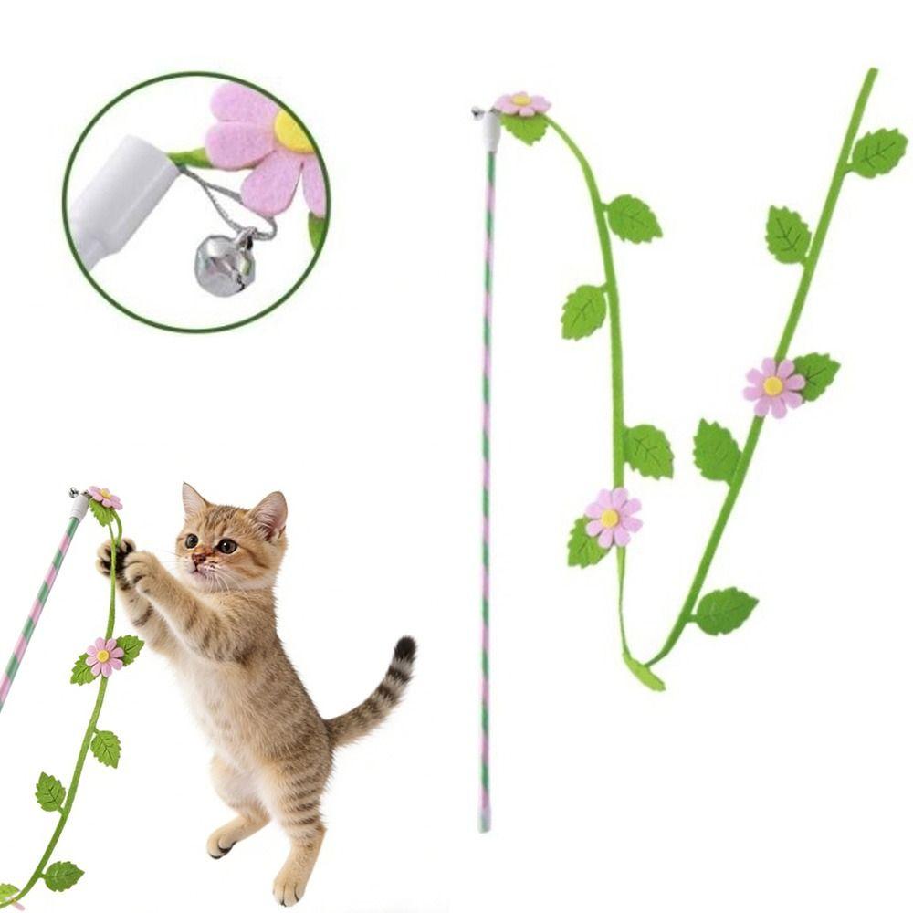 Felt Teaser Cat Wand Flower Leaf Shaped Cat Interactive Toy Cat Teaser Rod  Interactive Playing