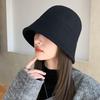 Women Woolen Hat Thick Solid Color Soft Winter Warm Bucket Hat Street Headwear Fisherman Hat No Brim Deep Foldable Lady Sun Hat