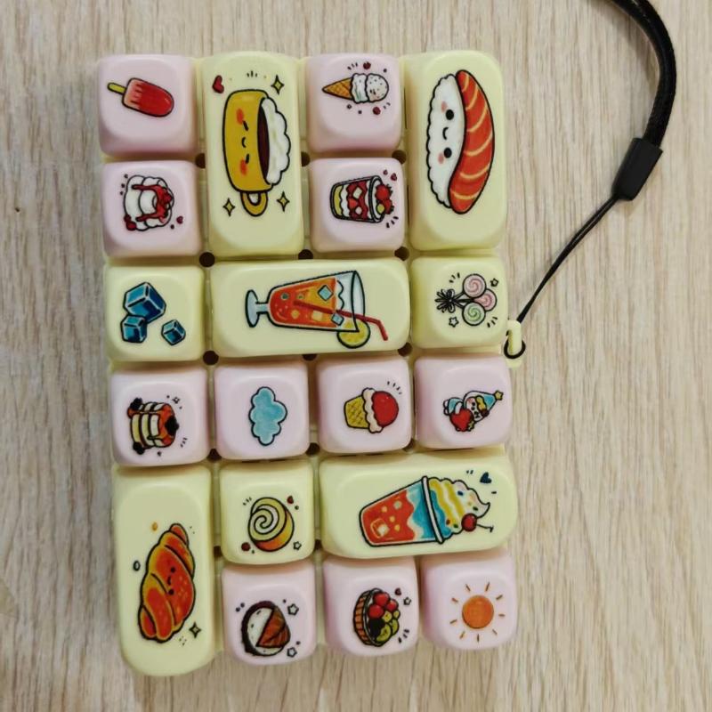 Клавиатура Fidget Toy с 24 клавишами, милый мультяшный узор с едой, нажимающая пузырьки, сенсорная игрушка, игрушка для снятия стресса с индивидуальным рисунком для детей и взрослых