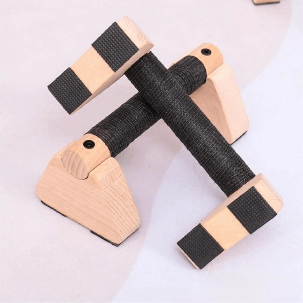 1 Pair Non-slip Parallettes Bars Solid Wood Bracket Push-up Stand Wooden Push Up Bar  Gymnastics