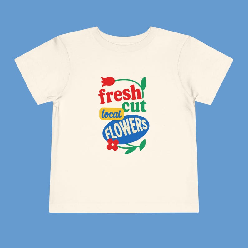 Fresh Cut Flowers Toddler T-Shirt - Retro Farmers Market Graphic Tee, Colorful Cottagecore Shirt, Garden-Loving Little Ones, Bold Colors,