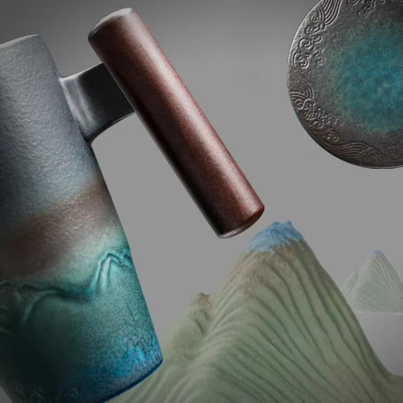 Эстетичная Креативная Ретро Кружка Керамическая Большая Чашка для Чая Кофе Ручная Работа Керамическая Кружка Чашки и Кружки Элегантный Деловой Подарочный Набор Традиционная Китайская Чаша